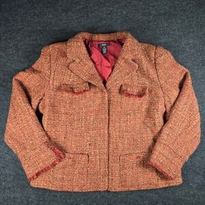 Alfani Woman Red Orange Tweed Blazer Jacket Business Casual Size 18W Plus